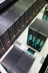 View from above on high-tech equipment of modern data center
