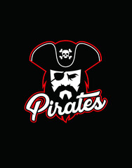Pirate head mascot. Pirate captain face icon vector.Vector illustration.