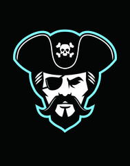 Pirate head mascot. Pirate captain face icon vector.Vector illustration.