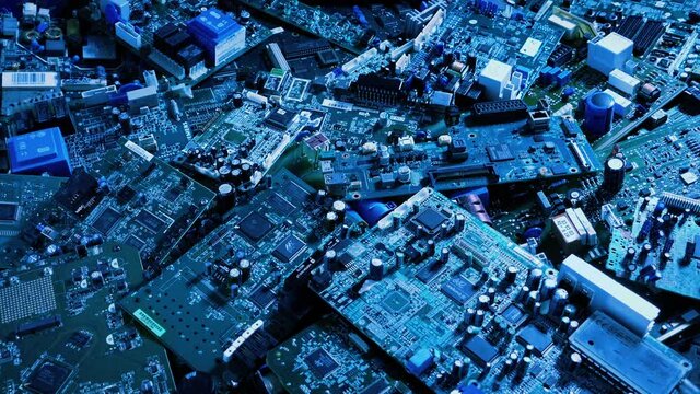 PC Boards Computer Parts Moving Shot