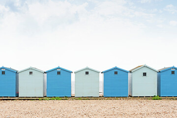 Fototapeta na wymiar Blue beach huts