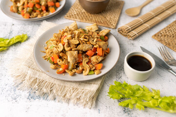 Cashew chicken, home made Chinese food with limited ingredients, healthy alternative to take out. 