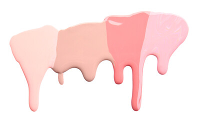 Spilled nail polishes on white background