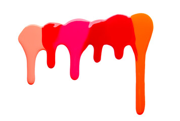 Spilled nail polishes on white background