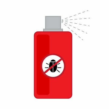 Red insect spray icon. Agriculture concept. Poisons bottles. White background. Vector illustration. Stock image. 