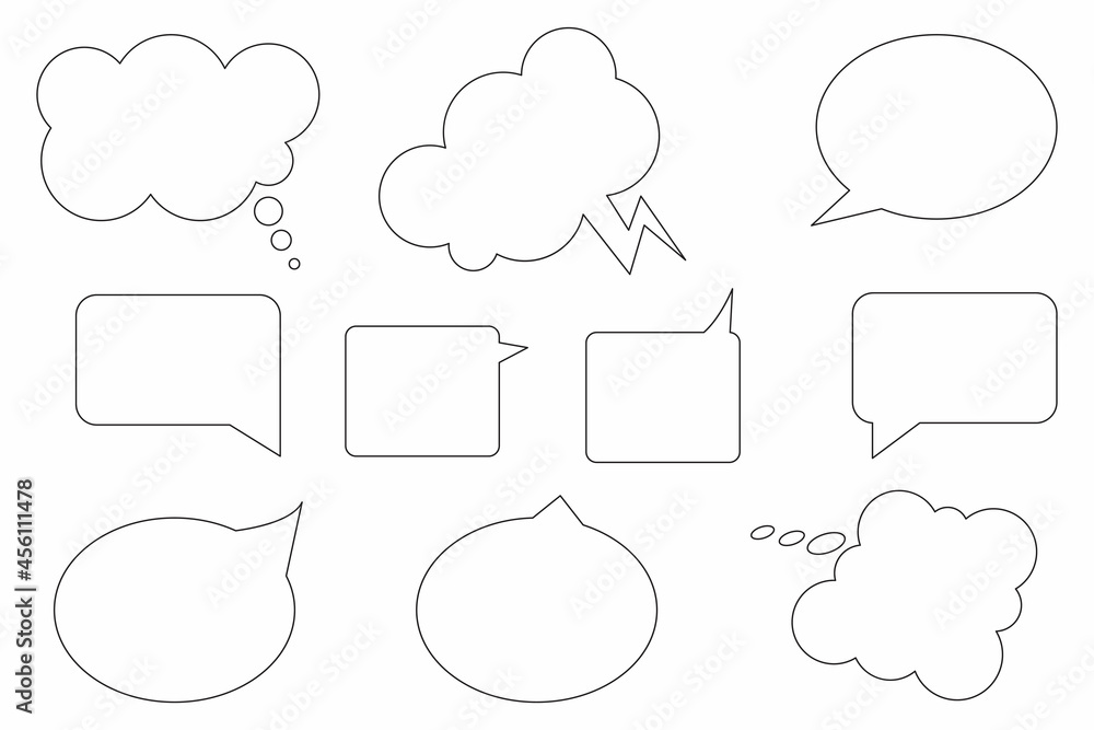 Poster speech bubble silhouette icon set. message symbol. chat emblem. communication backdrop. vector illus