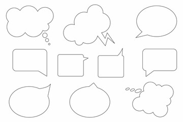 Fototapeta premium Speech bubble silhouette icon set. Message symbol. Chat emblem. Communication backdrop. Vector illustration. Stock image.