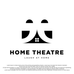 Home theatre creative logo design. Theatre And House Drama Logo Design Vector Template