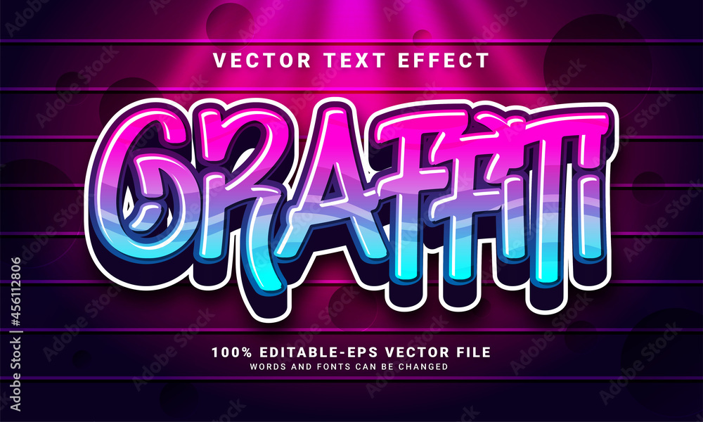 Poster graffiti 3d text effect, editable text and colorful text style