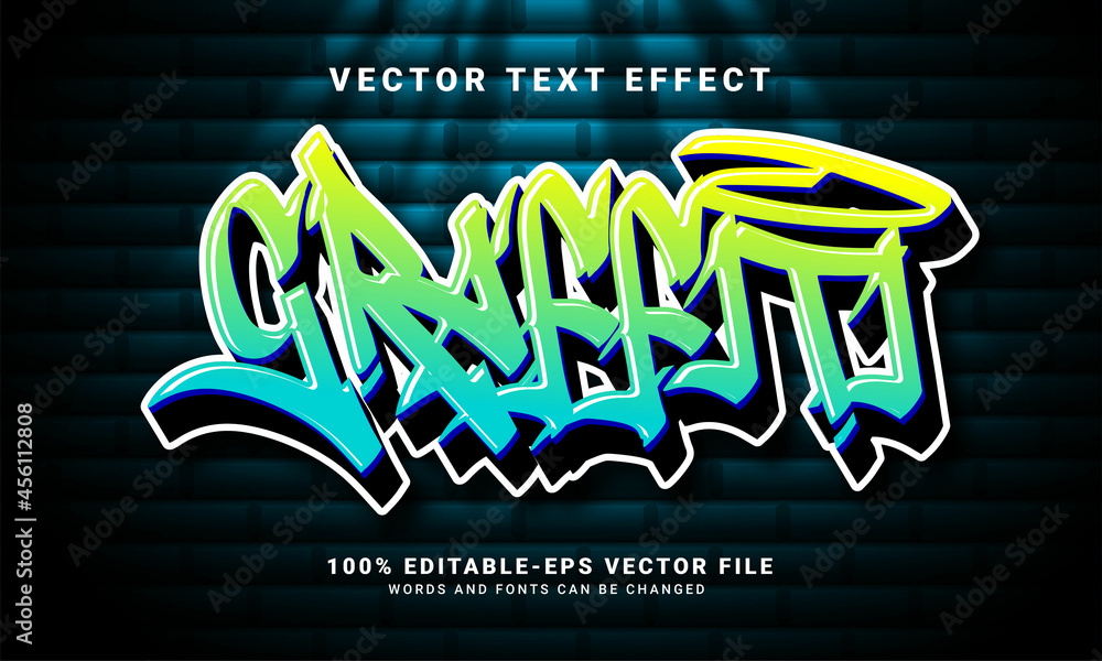 Poster graffiti 3d text effect, editable text and colorful text style