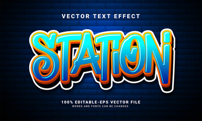 Station 3D text effect, editable graffiti and colorful text style