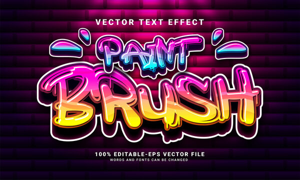 Paint brush 3D text effect, editable graffiti and colorful text style