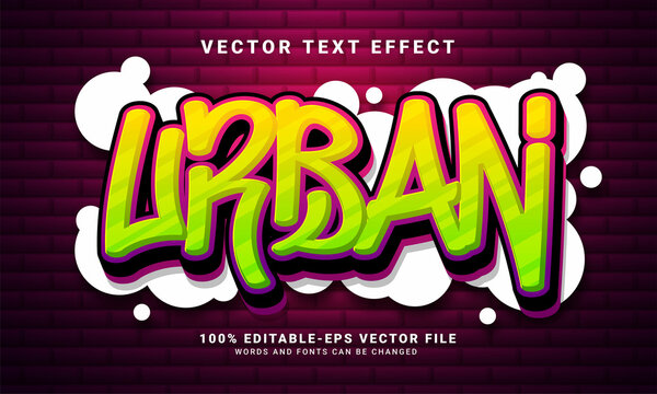 Urban 3D text effect, editable graffiti and colorful text style