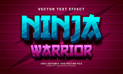 Ninja warrior 3D text effect, editable text style - obrazy, fototapety, plakaty