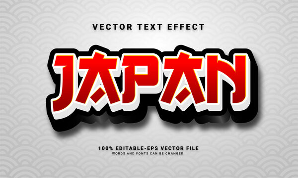 Japan 3D text effect, editable text style and suitable for celebrate asian events