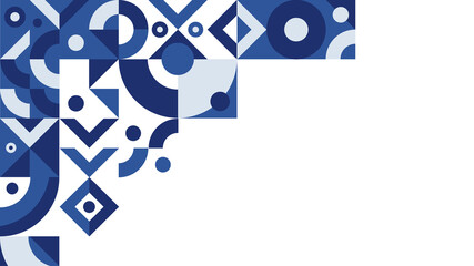 Blue memphis background. Memphis geometric background with abstract shapes. Graphic pattern, texture for poster, card, social media covers. Funky memphis pattern. Geometry banner in retro style