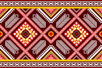 red yellow ethnic geometric oriental seamless traditional pattern. design for background, carpet, wallpaper backdrop, clothing, wrapping, batik, fabric. embroidery style. vector