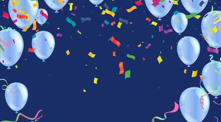 Naklejka premium Template for Happy birthday card with place for text. light blue balloons EPS 10 vector file included