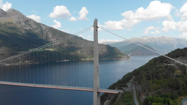 The Hardanger Bridge (Hardangerbrua), suspension bridge across Eidfjorden Norway