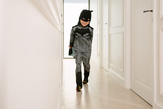 Boy Dressed Up As Batman Inside A White House