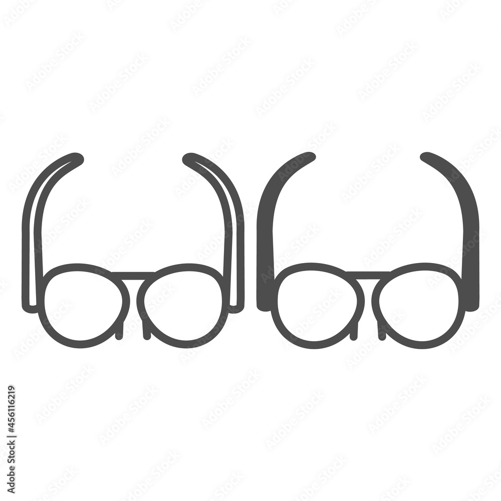 Poster glasses with original frame line and solid icon, ophtalmology concept, eyeglasses, spectacles vector