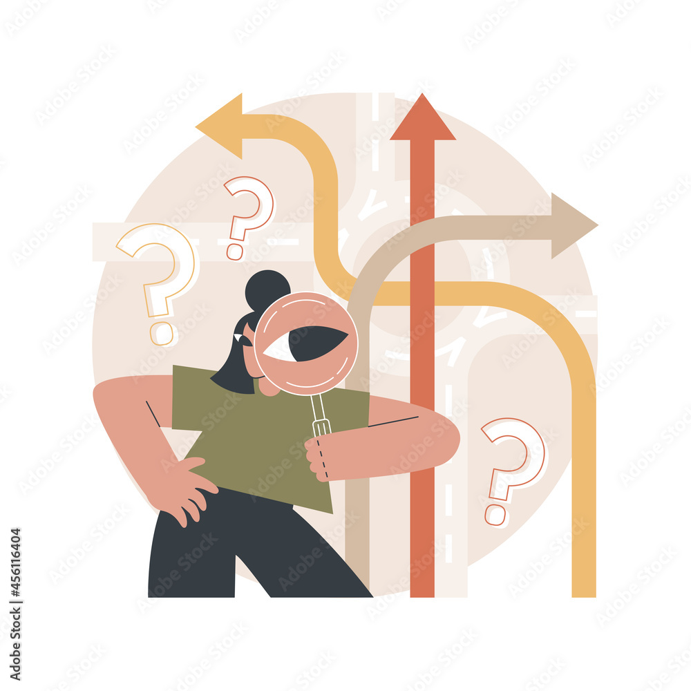 Poster decision making abstract concept vector illustration. problem solving skill, leadership, decision-ma