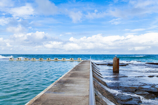 Merewether ocean pool overflow and swimming lane markers