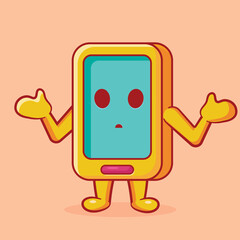 cute smartphone mascot with confused gesture isolated cartoon vector illustration 