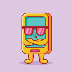 cute smartphone mascot with cool gesture isolated cartoon vector illustration 