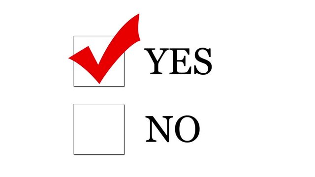 Voting Animation Animated Yes and No boxes. Clip contains both a checked yes and a checked no.Animation of yes or no which option to select.