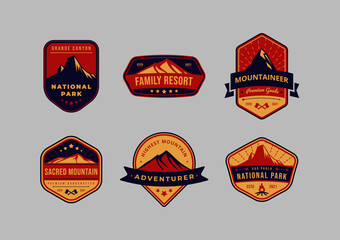 Set of vintage mountain and adventurer emblem logo