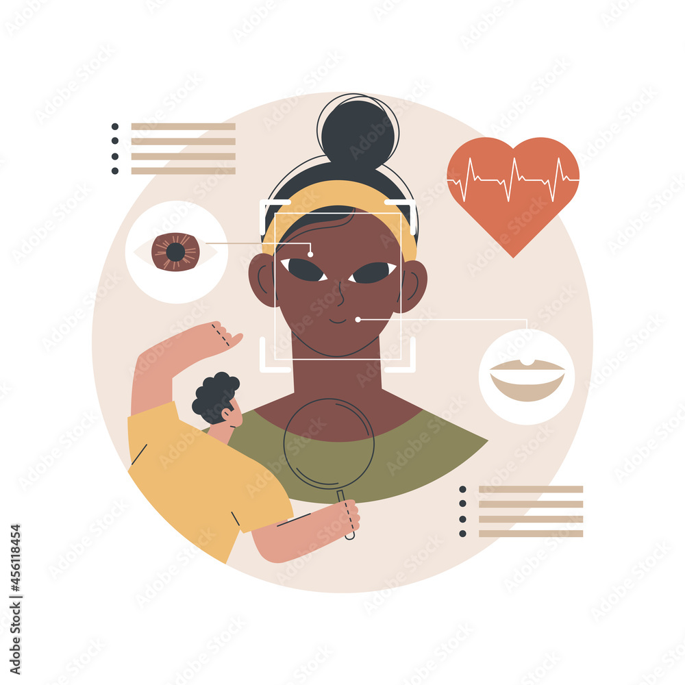 Poster emotion detection abstract concept vector illustration. speech, emotional state recognition, emotion