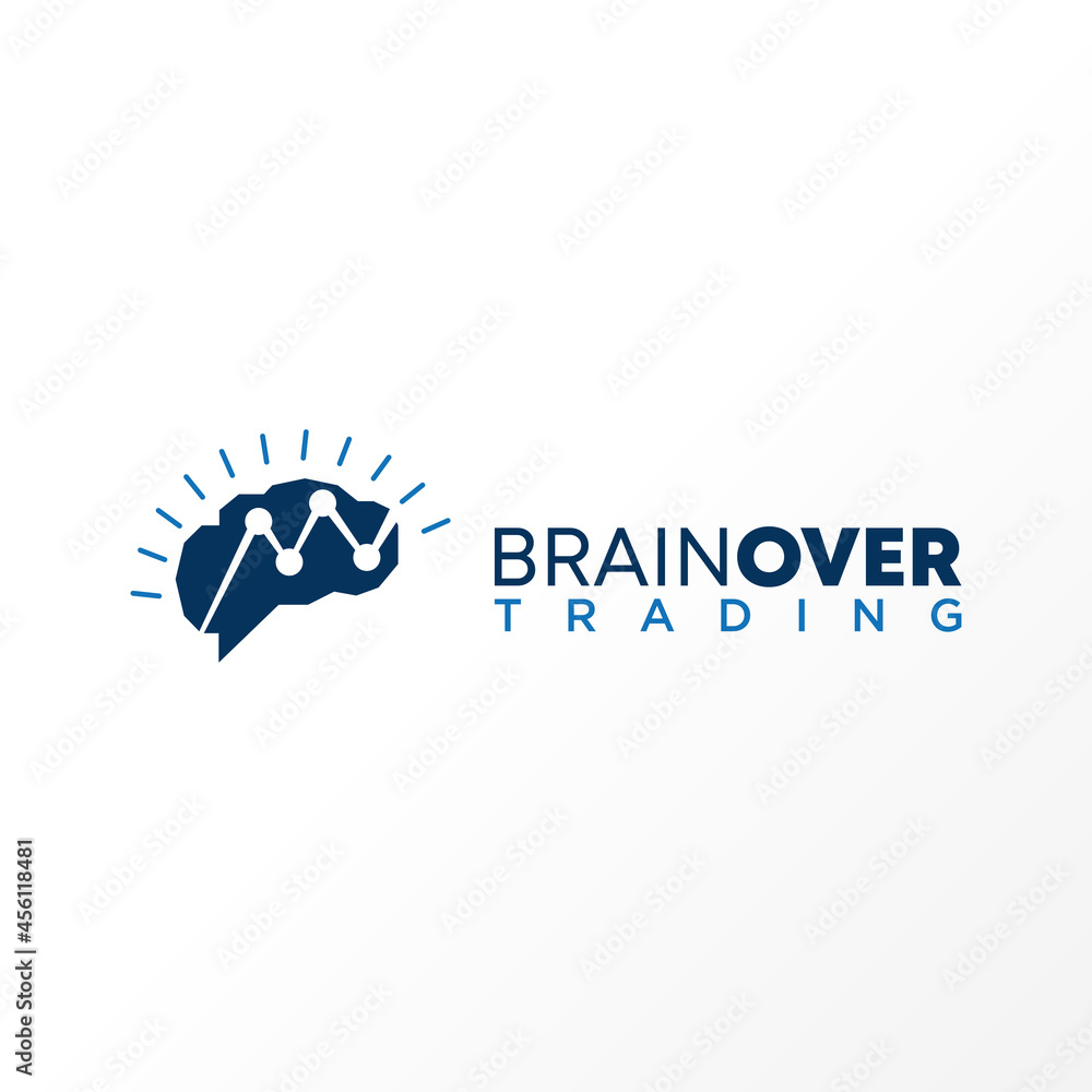 Poster smart brain and trading or chart image graphic icon logo design abstract concept vector stock. can b