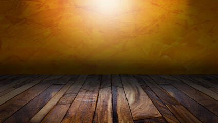 Wooden dark desk studio free space for your decoration product.