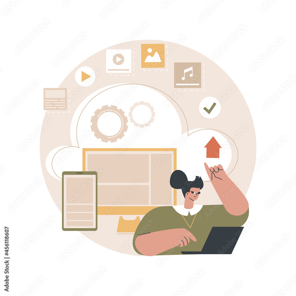 Poster cloud based engine abstract concept vector illustration. infrastructure as a service, virtual machin