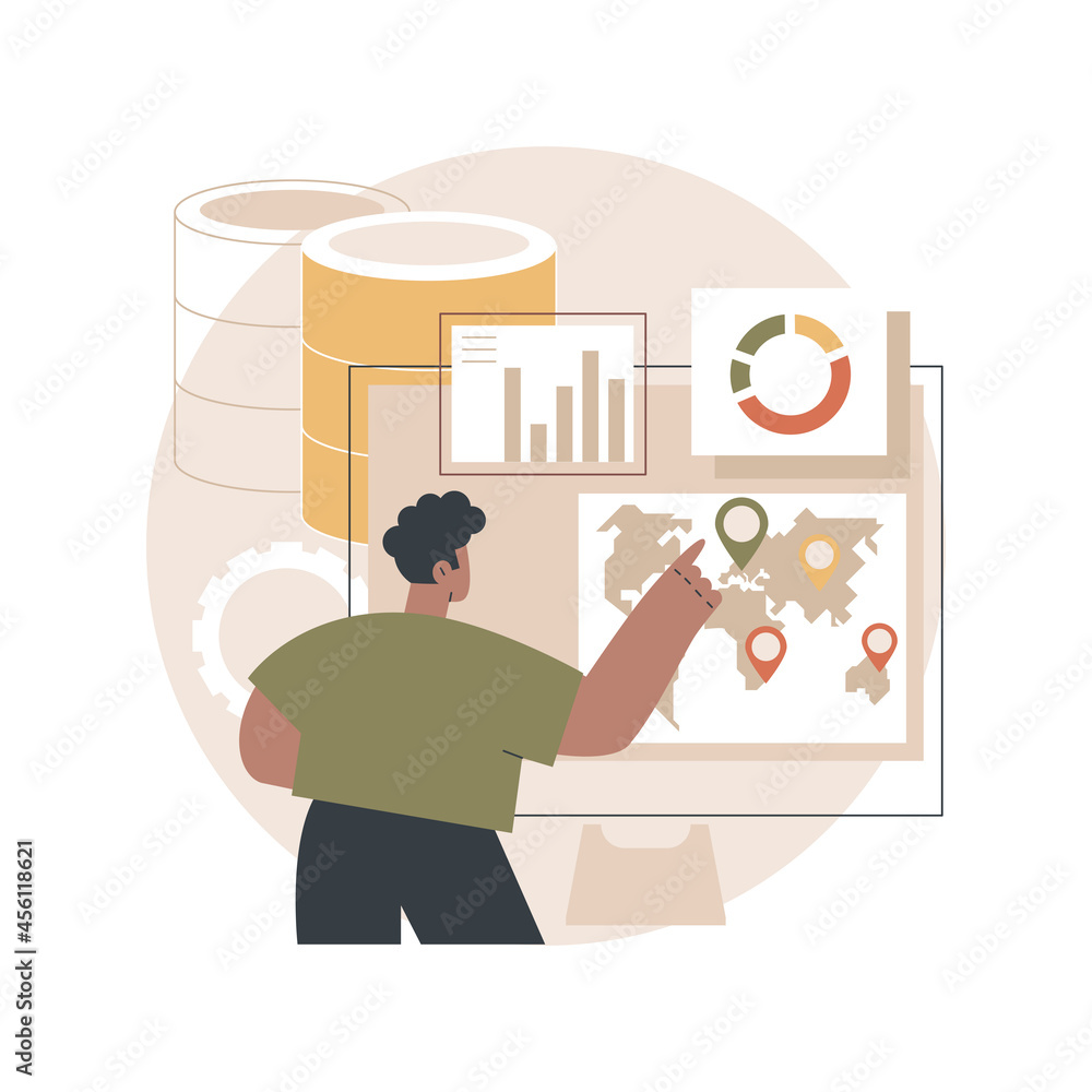 Poster dashboard service abstract concept vector illustration. online reporting mechanism, key performance 