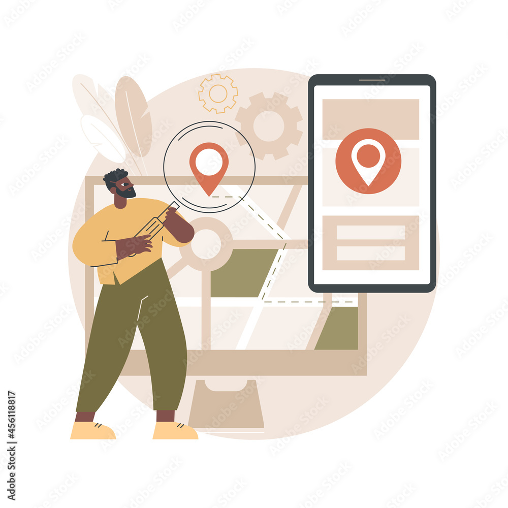 Poster cross-device tracking abstract concept vector illustration. multi device use and reports, one user p