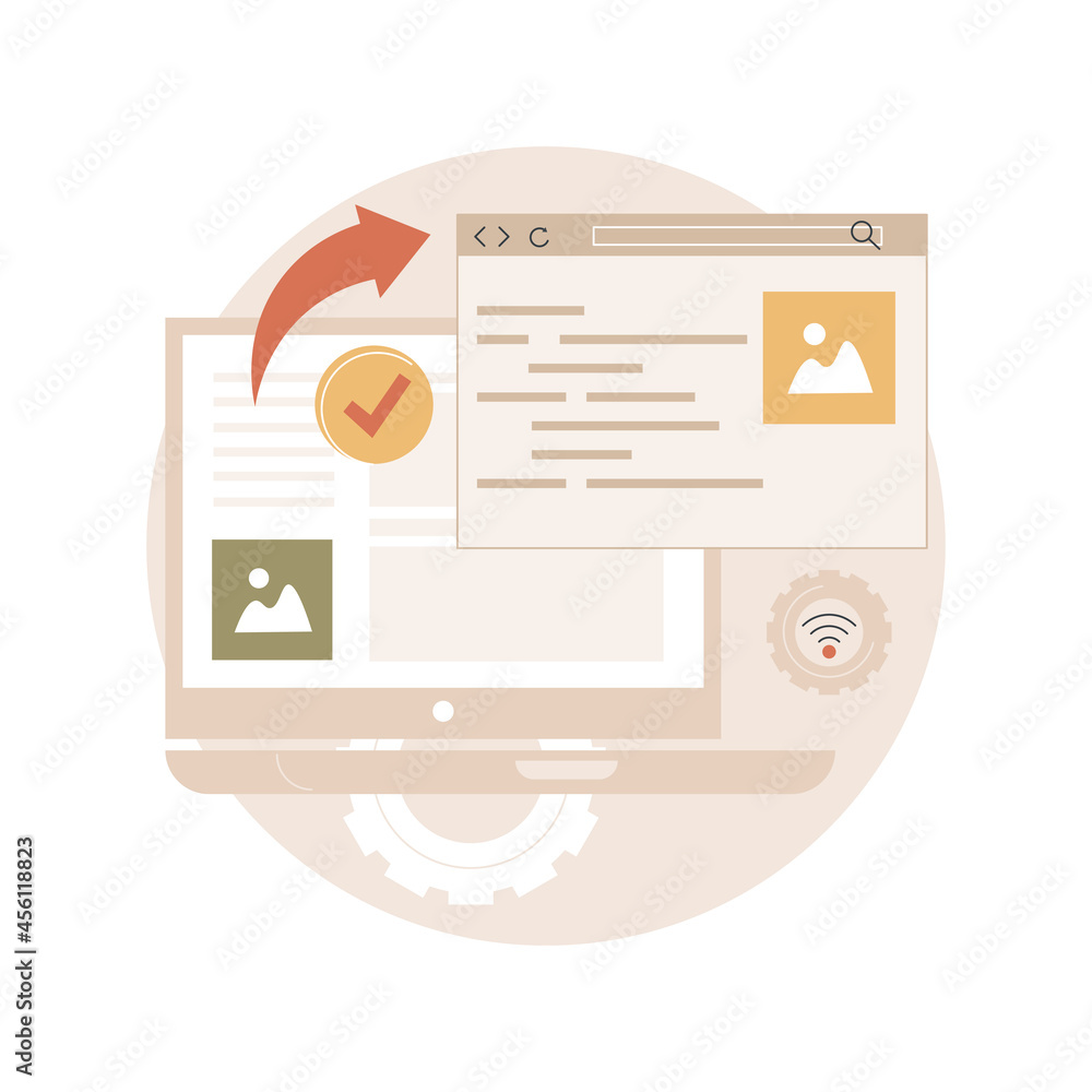 Poster cross-browser compatibility abstract concept vector illustration. multi-browser compatible, cross-br