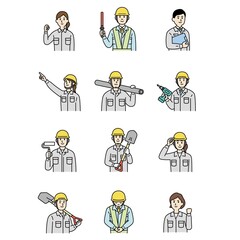 土木作業員さんのイラスト上半身