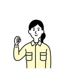 土木作業員さんのイラスト上半身 2色黄色