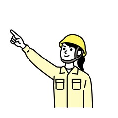 土木作業員さんのイラスト上半身 2色黄色