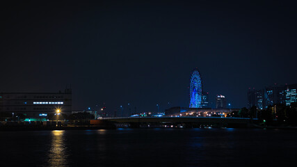 Fototapeta na wymiar night, city, skyline, river