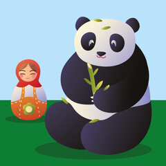 panda with matryoshka doll