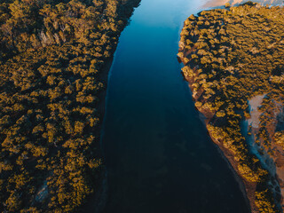 Aerial photography of Narrawallee Inlet, south cost Sydney, News South Wales, Australia