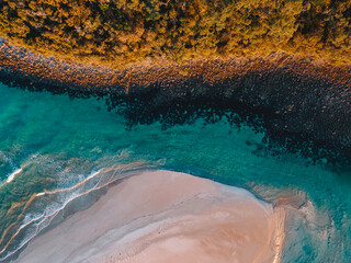 Aerial photography of Narrawallee Inlet, south cost Sydney, News South Wales, Australia