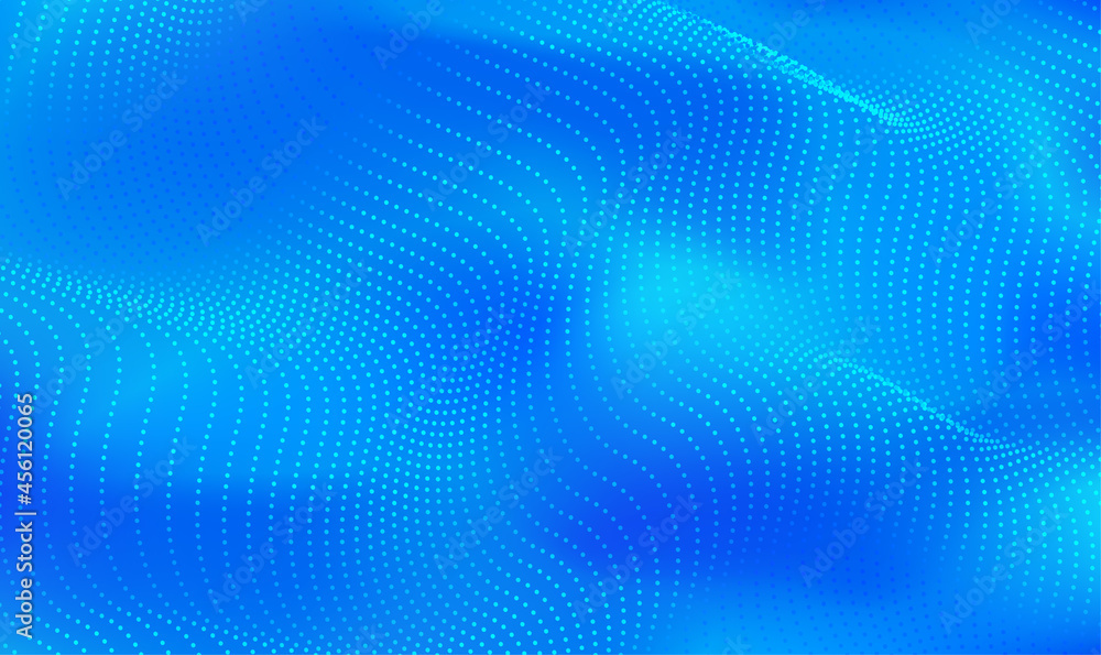 Poster abstract digital wave particles on blue background. 3d abstract sci-fi user interface concept with g