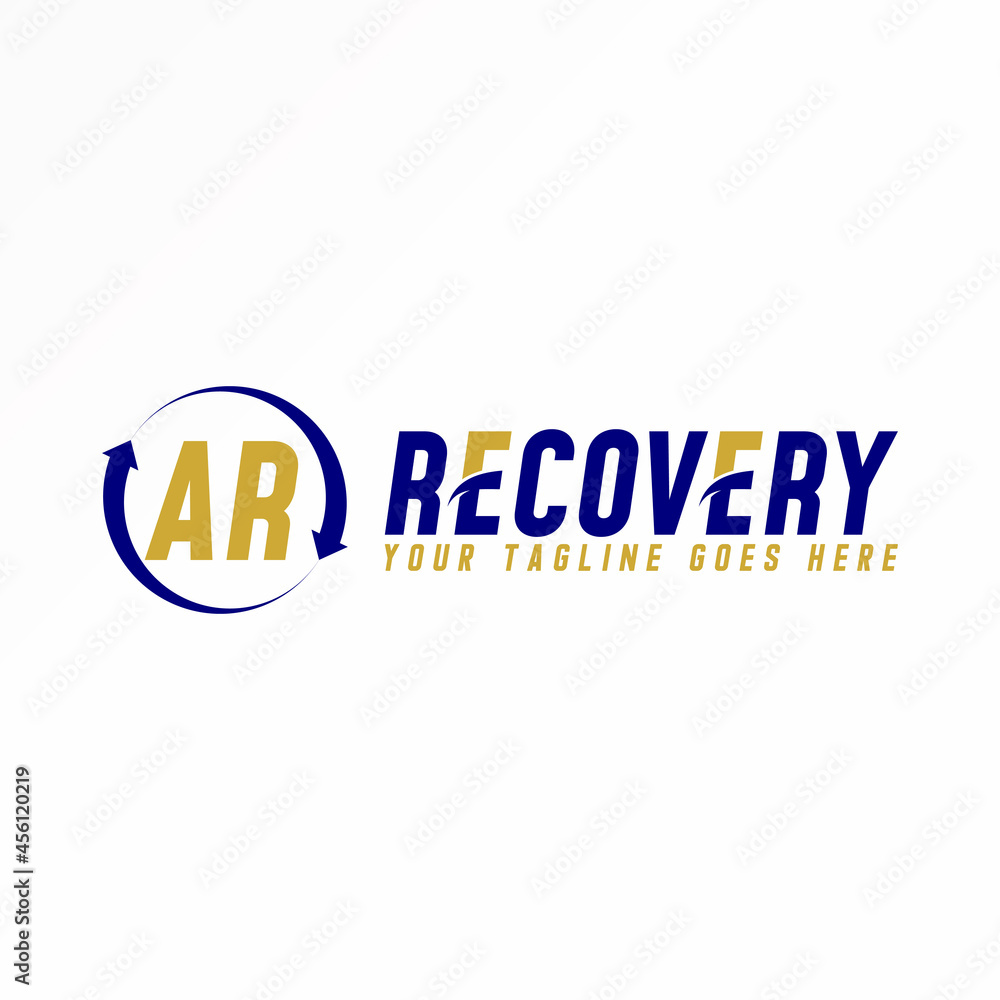 Poster letter or word ar and recovery san serif font with arrow circle image graphic icon logo design abstr