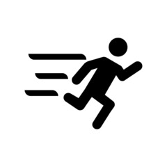 Icono de persona corriendo. Hombre corriendo. Deporte. Concepto de carrera de atletismo. Ilustración vectorial, estilo silueta negro