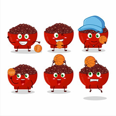 Talented adzuki beans cartoon character as a basketball athlete