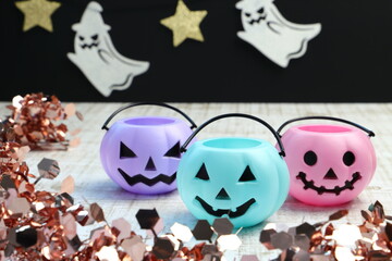 パステルカラーのジャックオーランタン　ハロウィン　イメージ